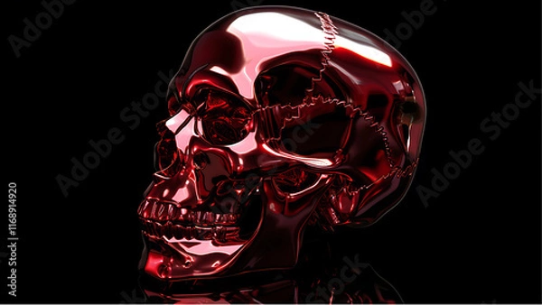 Obraz red abstract skull on black background