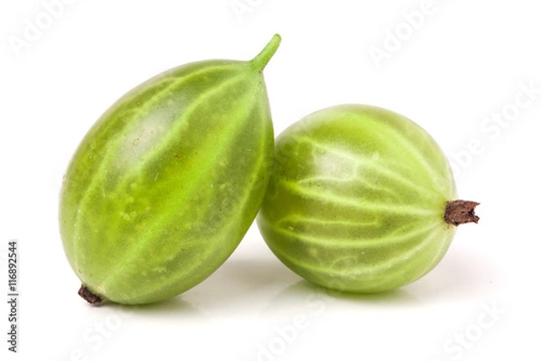 Fototapeta two gooseberry isolated on white background close-up macro