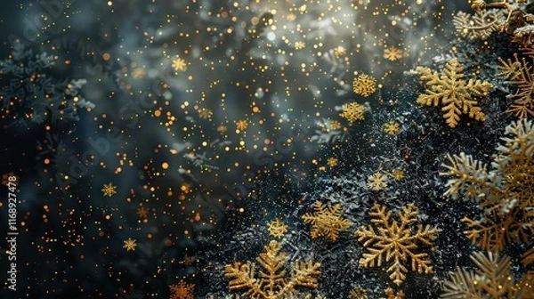 Fototapeta Greeting card Happy New Year. Beautiful holiday web banner or billboard with Golden sparkling text Happy New Year