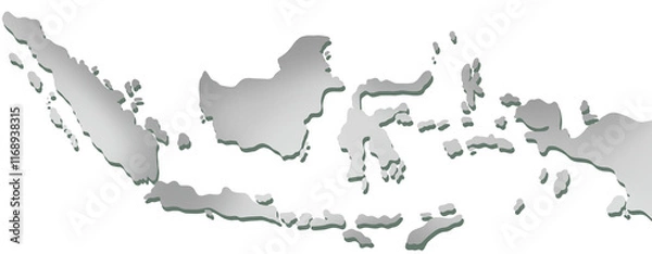 Obraz Indonesia map icon with perspective view on gray color gradient. Indonesia map in glass card paper 3D. Map of Indonesia in cartoon style isolated on white background. Design for Independence Day. 