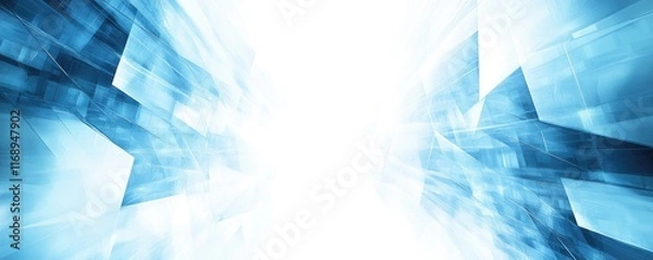 Fototapeta Abstract blue geometric background with light effects