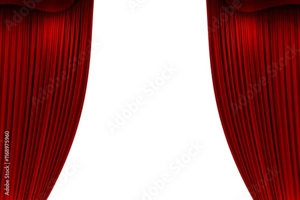 Fototapeta Red Open stage curtain, photo, png isolated on transparent background	