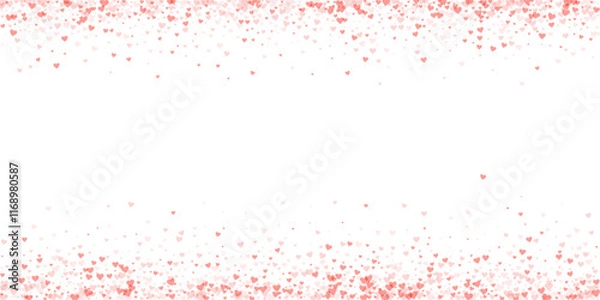Fototapeta Red hearts scattered on white background.