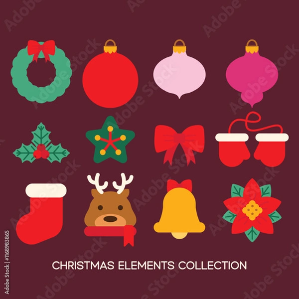 Obraz This minimalist Christmas design features a clean, flat style that emphasizes elegance and simplicity. It is perfect for modern holiday, greeting cards, or branding.