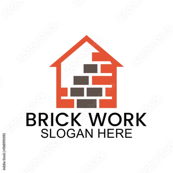 Obraz brick logo for property, symbol, icon, vector illustration of house building template.