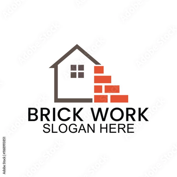 Obraz brick logo for property, symbol, icon, vector illustration of house building template.
