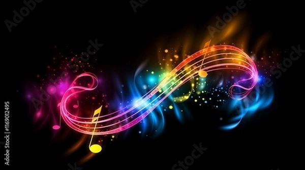 Fototapeta Colorful Musical Notes Flowing In Abstract Design