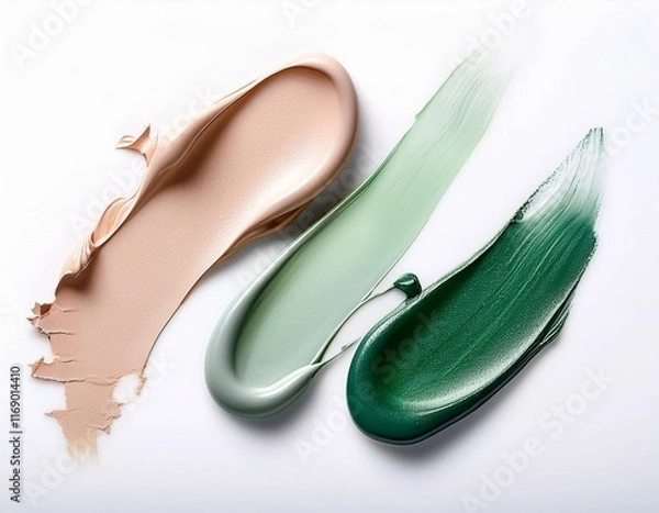 Obraz smear paint of cosmetic products on a white background close up