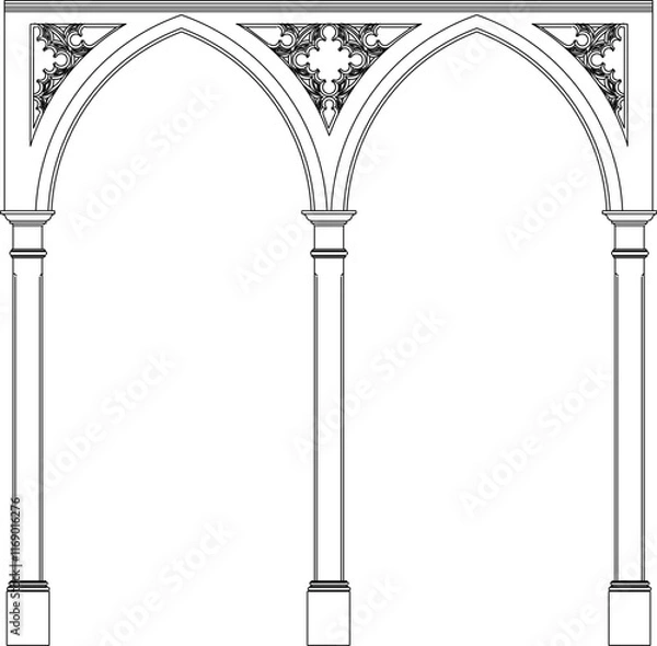 Fototapeta vector sketch illustration of the silhouette of a classical vintage European building gate pillar design.eps