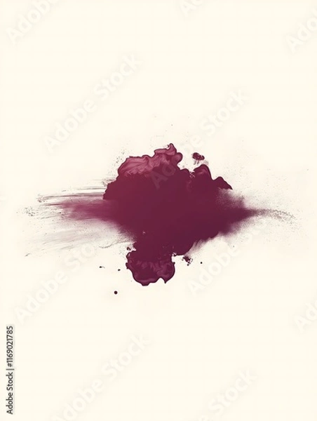 Fototapeta Rich burgundy ink drop dispersing in delicate, feather-like patterns, isolated on white