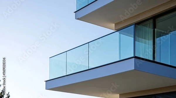 Fototapeta Modern Glass Balcony Architecture: A Study in Minimalist Design