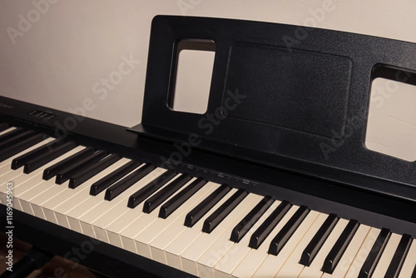 Fototapeta A digital piano keyboard close-up