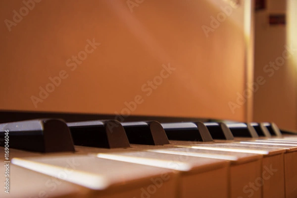 Fototapeta A digital piano keyboard close-up