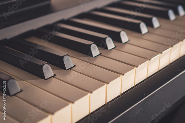 Fototapeta A digital piano keyboard close-up