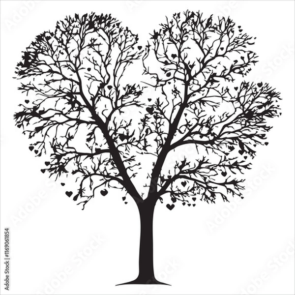 Fototapeta Valentin day Vector  tree silhouette isolated on white