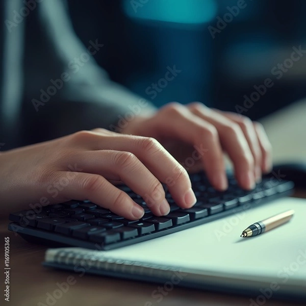 Obraz typing on keyboard