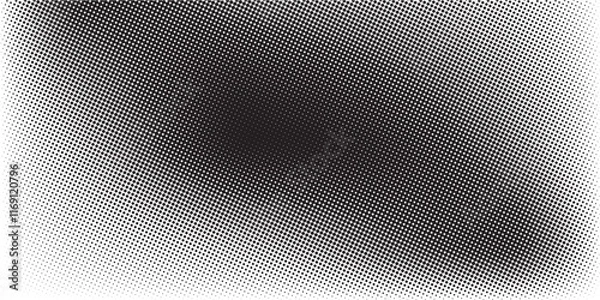 Fototapeta Comic halftone wave background. Dotted curved flow wallpaper. Abstract textured fluid backdrop. Black grit pop art swoosh element for poster, banner, overlay, card, brochure, flyer, leaflet.