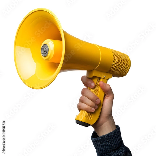 Obraz Marketing or advertisement holding a megaphone isolated on a transparent background