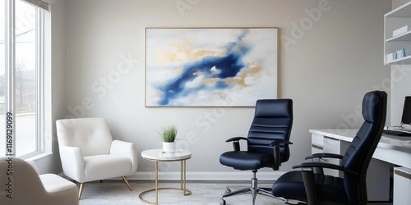 Fototapeta A modern and professional business office with a cool minimalist look