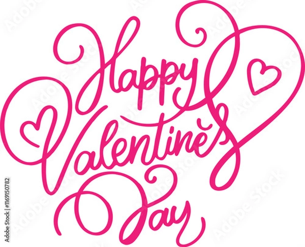Fototapeta happy valentine's day handwritten typography continuous line art style
