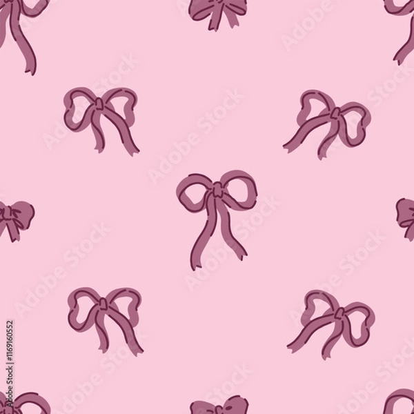Obraz Seamless pattern of various bows, gift ribbons, bowknots in cartoon style. Present wrapping decoration ornament. Vector design for holiday.