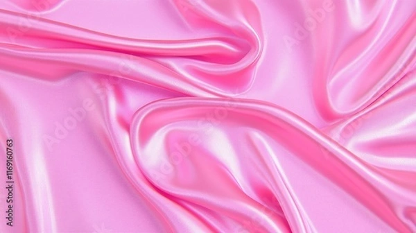 Fototapeta A pink silk fabric with a wavy folds pattern.