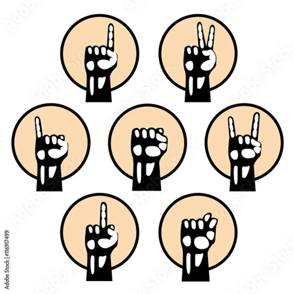 Obraz Set of vintage hands. Retro styled design elements.