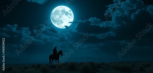 Obraz silhouette of a person sitting on the moon, texan