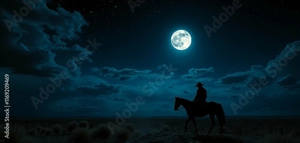 Obraz silhouette of a person sitting on the moon, texan