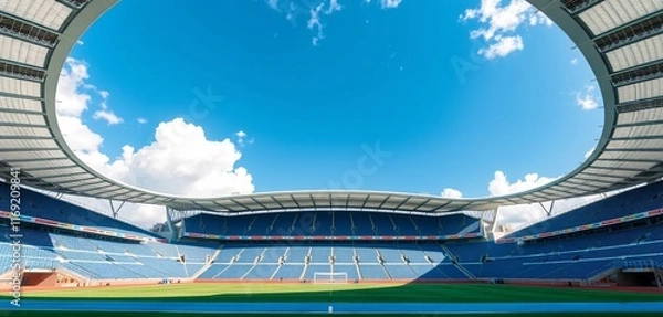 Obraz Football Stadium Illuminated Amid Cloudy Sky