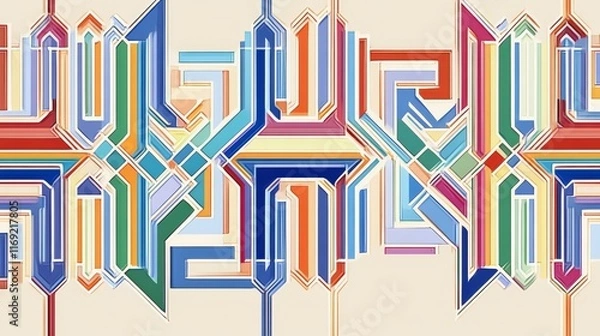 Fototapeta Abstract geometric design featuring vibrant colors and intricate patterns.