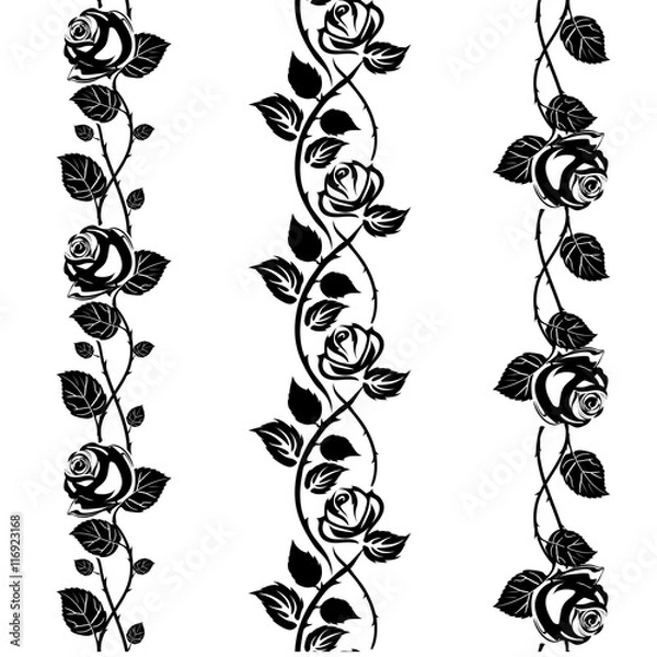 Fototapeta Rose tattoo stencil, lace or pattern brushes elements.