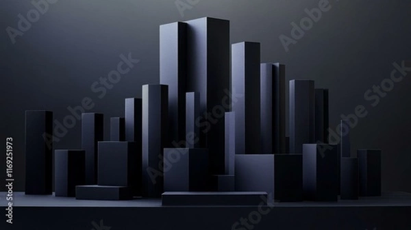 Fototapeta Abstract Dark Cityscape Geometric Structures