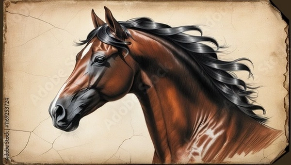 Fototapeta horse head sketch generative Al