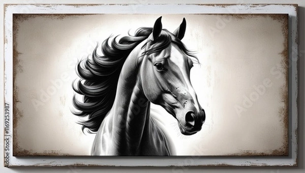 Fototapeta horse head sketch generative Al