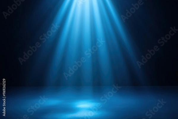 Obraz Soft blue scene spotlight with the ground stage, empty space presentation design  template