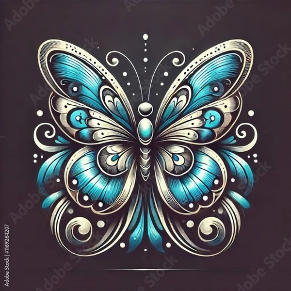 Obraz Butterfly with Wings Spread A butterfly with its wings spread wi