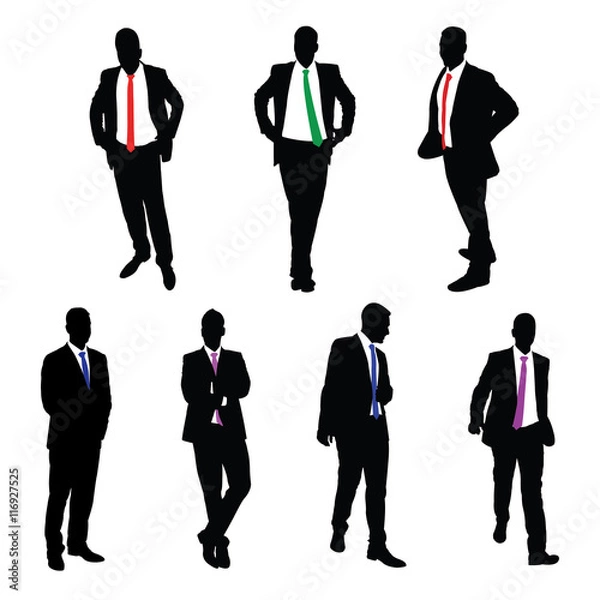 Obraz A collection of 7 Businessmen Vector Silhouettes