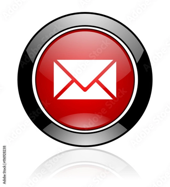 Obraz Red and black round glossy web e-mail vector icon