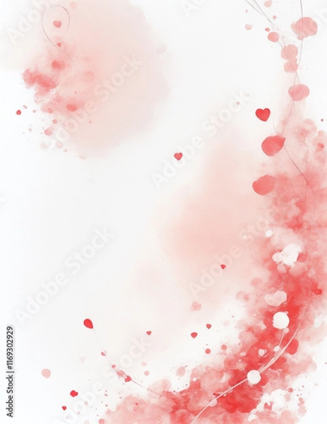 Fototapeta abstract watercolor background with hearts - abstract love red hearts background - Generative AI