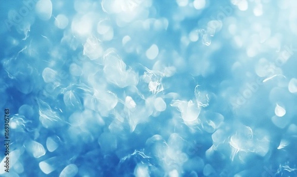 Obraz Blue bokeh background with soft light reflections and abstract textures, creating a dreamy underwater effect