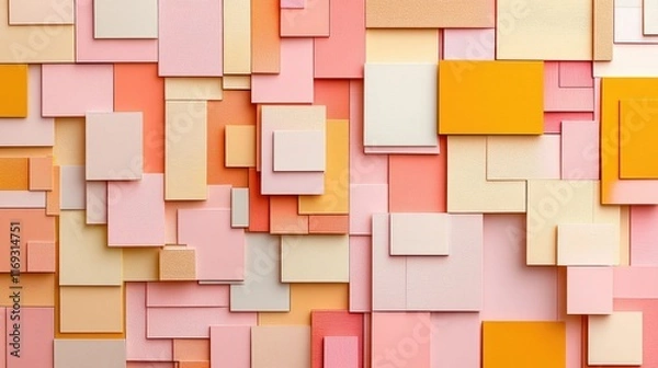Fototapeta Colorful Abstract Composition of Paper Squares in Various Shades
