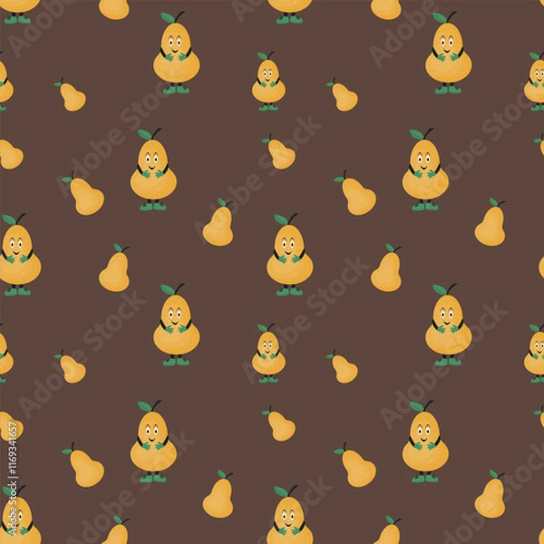 Obraz pattern with a yellow pear on a dark background