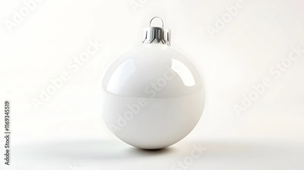 Fototapeta A Single White Christmas Ornament On White Background
