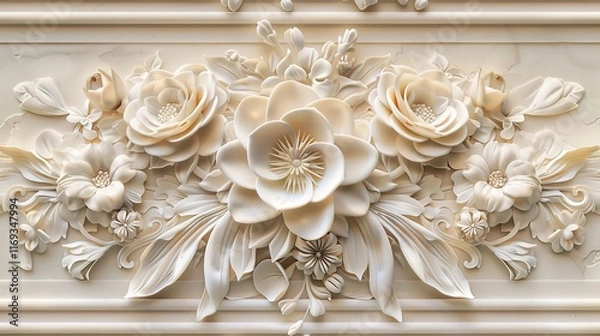 Obraz ivory seaamless pattern wallpaper