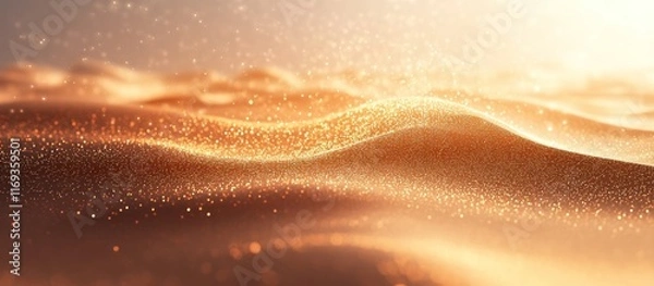 Fototapeta Captivating Celestial Glitter Waves   Shimmering golden fluid dynamics create a mesmerizing and ethereal atmosphere perfect for elegant luxury backgrounds digital art and modern design