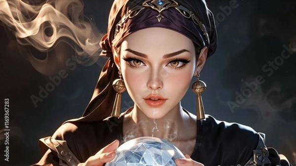 Fototapeta Fortune teller with a fortune telling ball