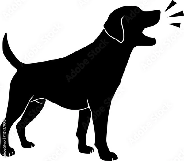 Fototapeta Dog barking black vector icon isolated on a transparent background.