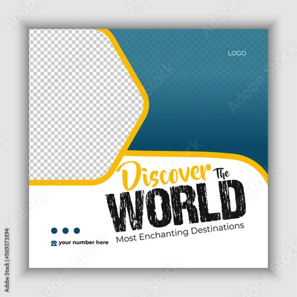 Obraz Holiday travel, traveling or summer beach travelling social media post or web banner template design.