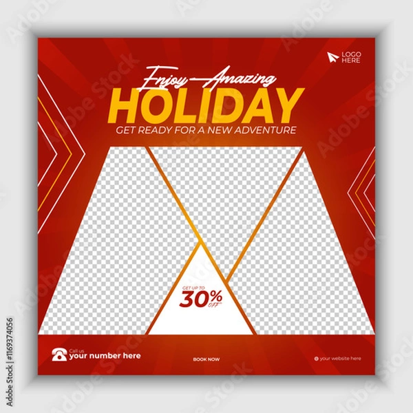 Obraz Social media post banner design template for travel holiday vacation